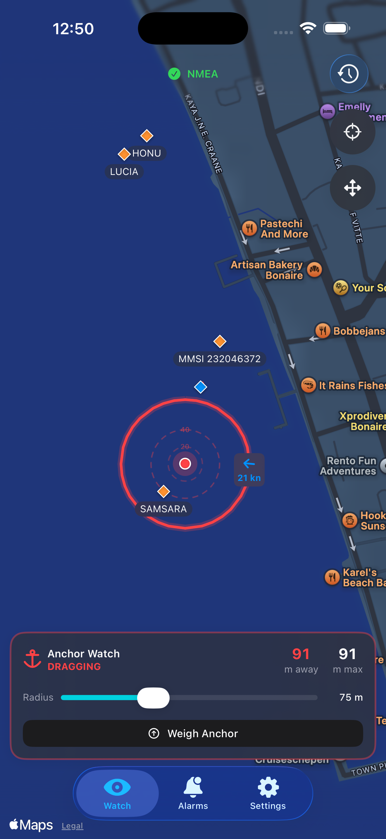 Anchor Watch screen